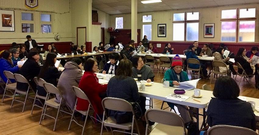 Lots of people gathered for the vestry meeting