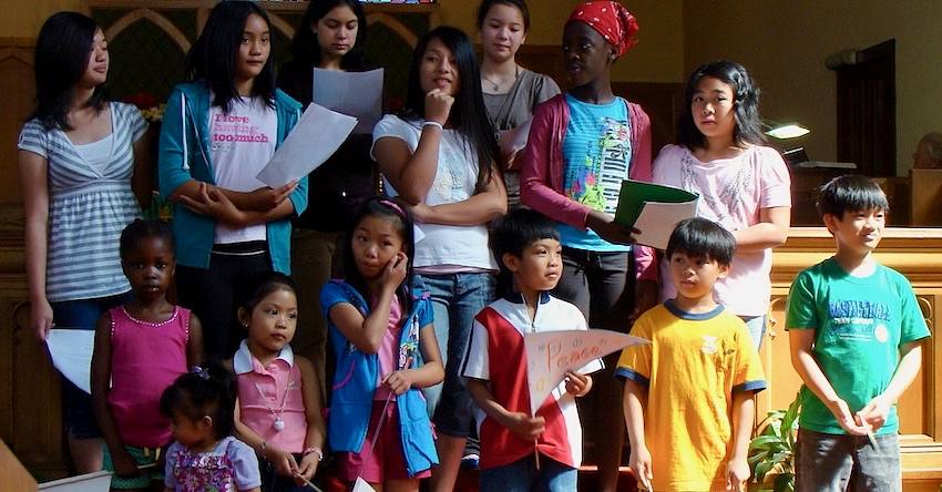 Sunday School children presenting